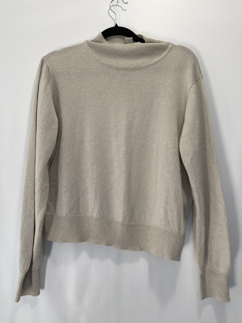 Calvin Klein  Womens XL  Light Beige Mock Neck Light Sweater gold sparkle detail